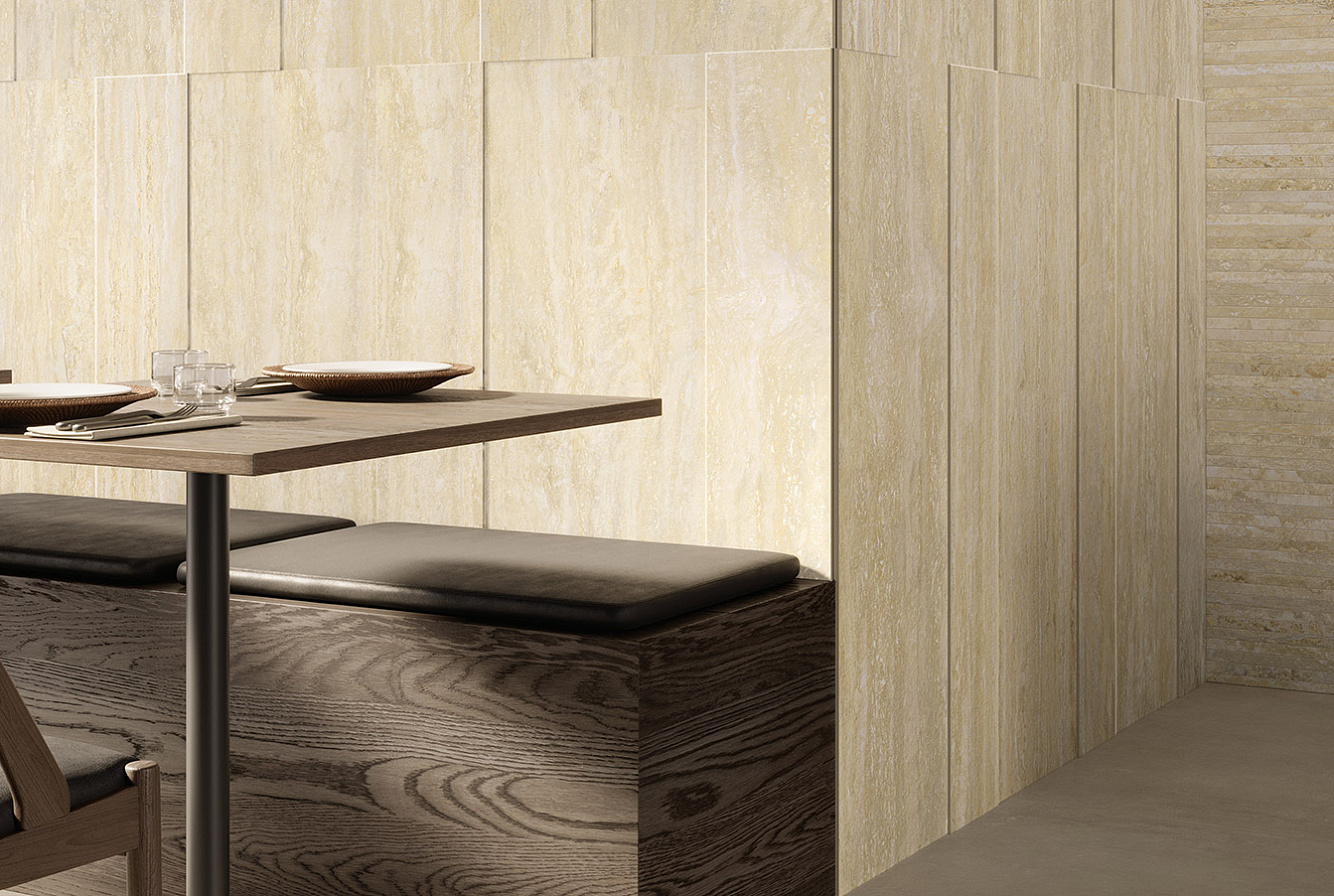 I TRAVERTINI BEIGE DECORO RILIEVO 3D  / BEIGE LISTELLO TRATTO